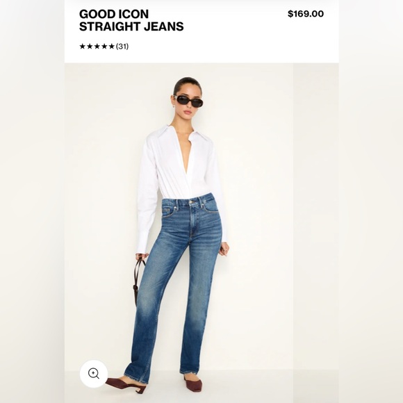 Good American Denim - Good American Classic Fit Straight Jeans- Size 12/31